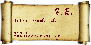 Hilger Renátó névjegykártya